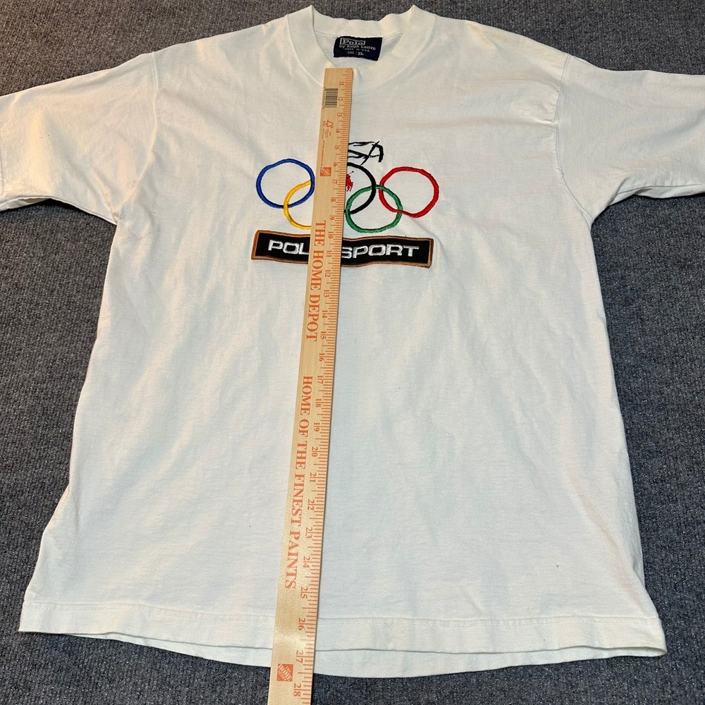 Vintage Polo Sport Ralph Lauren USA Olympic Rings T-Shirt White XL Made in USA - Picture 6 of 9